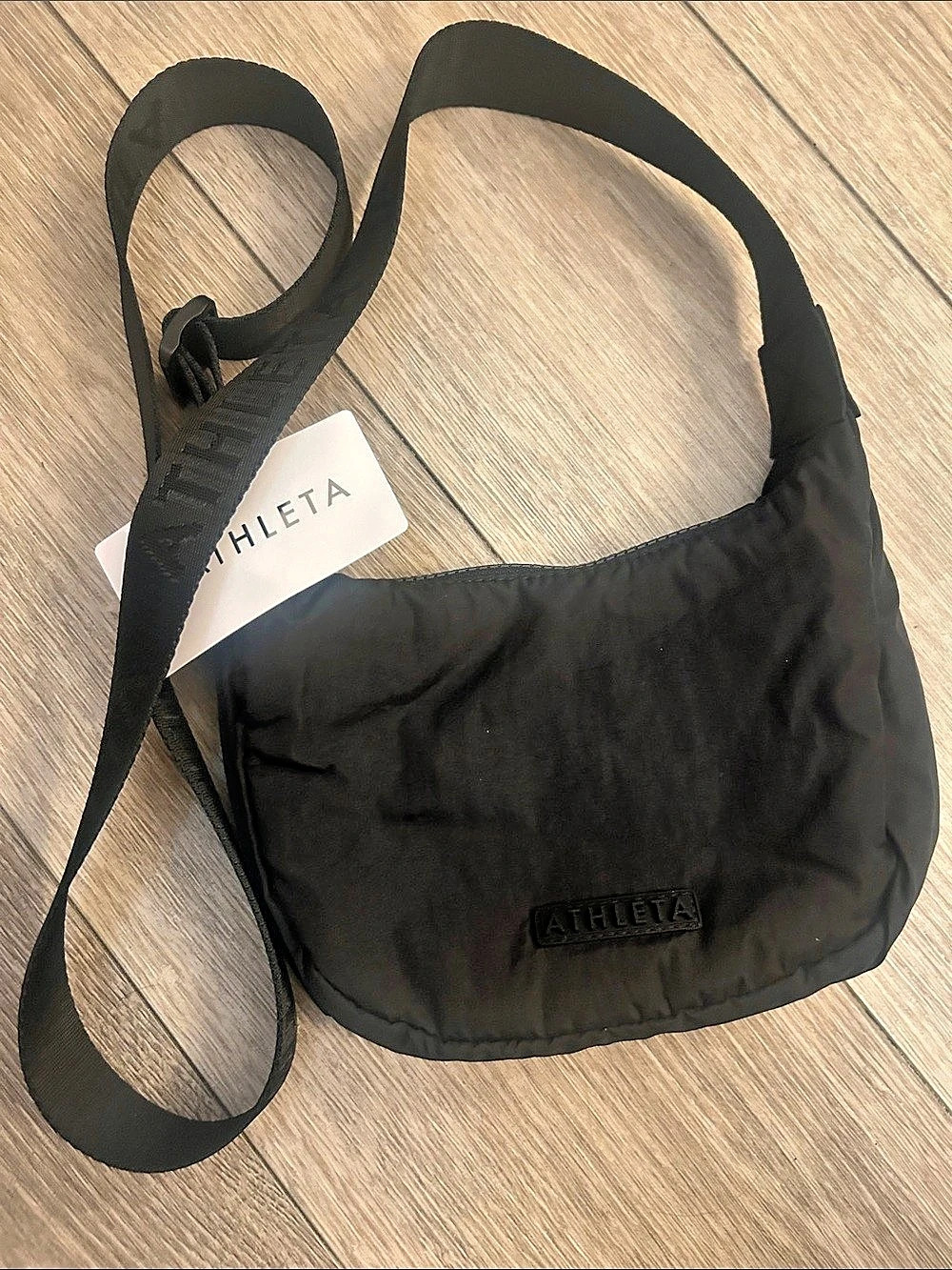 Athleta All About Mini Crescent Bag Black Crossbody Bag NWT